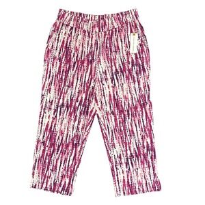 Land 'n Sea Coastal Boho Linen Blend Cropped Pants Purple Tie Dye Size Small NWT